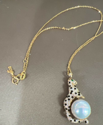 gorgeous 12-13mm south sea round white pearl pendant 925s