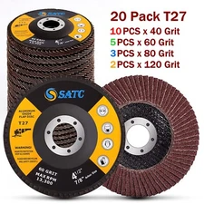 20x 4.5" Flap Grinding Wheels 4-1/2 x7/8" 40 60 80 120 Grit Grinder Sanding Disc