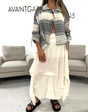 Luukaa Ecru & Grey Flax Linen Asymmetric Jacket Size L/xl