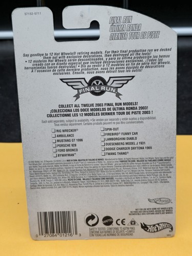 HOT WHEELS 2003 FINAL RUN TWANG THANG #199 FACTORY SEALED 5/12 - Picture 2 of 2