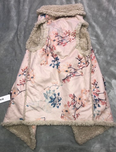 BB DAKOTA Vest Women’s XS Parchment Pink Floral Open Reversible Sherpa $110 NEW - Picture 6 of 16