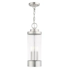 Livex Hillcrest 3 Light Outdoor Pendant Lantern, Polished Chrome - 20727-05