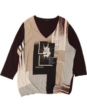 FIORELLA RUBINO Top donna grafico manica 3/4 UK 18 XL multicolore CT07