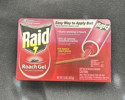 Raid Roach Gel Defense System Prevent Bugs Pest 1.5oz 1 Box. 