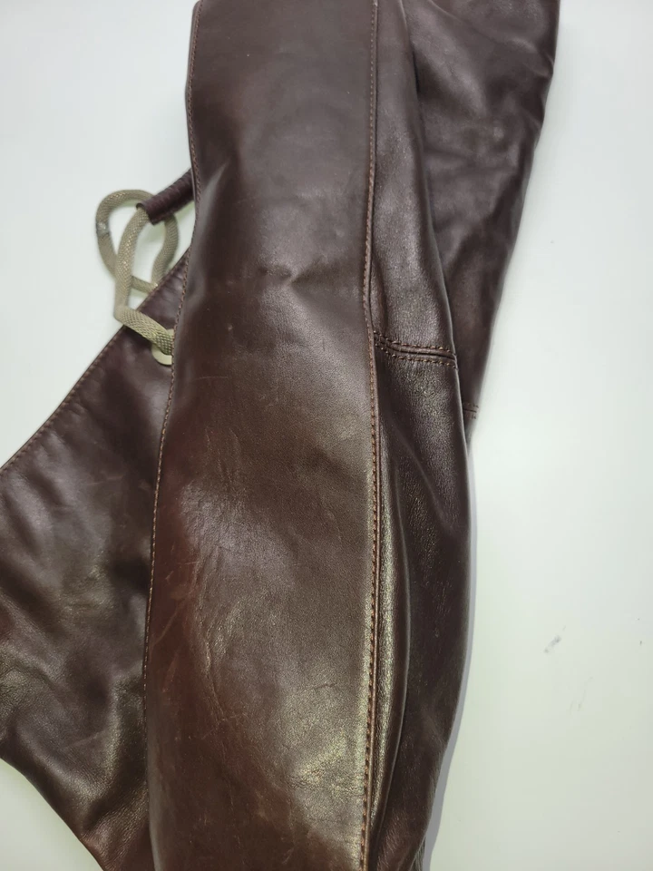 Barneys Нью-Йорк большой кожаный сумка с короткими ручками коричневый веревки ручки минималистский покупатель - Изображение 4 из 4