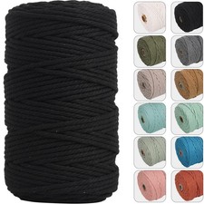 4mm x 109 Yards Macrame Cord Black Cotton Rope For Wall Hanging Craft DIY