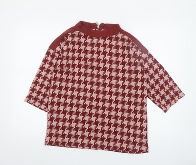 Next Damen rot Geometrisches Muster Stehkragen Tunika Top Größe 10