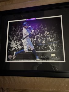 Dansby Swanson Chicago Cubs Autographed 11" x 14" White Jersey Hitting Photo