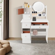 Makeup Vanity Table, Vanity Desk With Mirror, Vanity Desk With Mirror And Lights