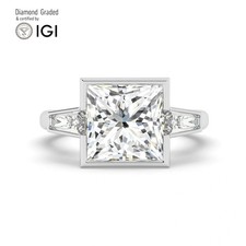Princess Diamond Trilogy Ring Platinum Labgrown 5.70 Ct Solitaire