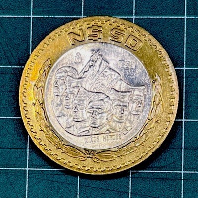 1993 Mexico 50 Nuevos Pesos Bi-Metallic 1/2 Troy Oz Silver Coin Los Niños Heros