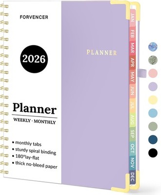 2026 Planner, Forvencer Calendar Planner Weekly and Monthly, Jan 2026-Dec 2026,