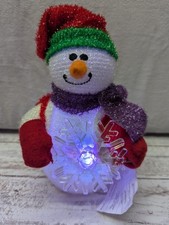 Light Up Snowman Figure Holiday Decor 7 Inch Christmas Figurine LED Light