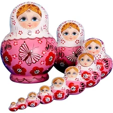Russian Nesting Dolls for Kids Matryoshka Doll 10pcs Handmade