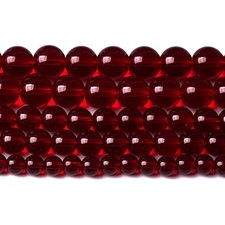 Smooth Garnet Red Glass Crystal Round Loose BeadsFor Jewelry Making DI