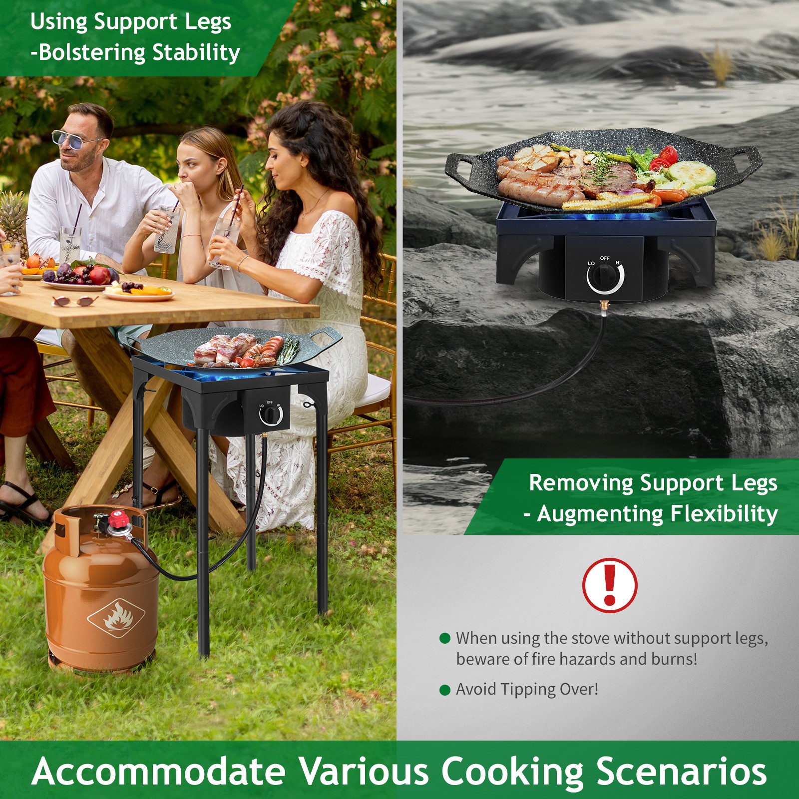 ZOKOP Portable Outdoor Propane 75,000 BTU 1 Burner Camping Stove Party BBQ Grill