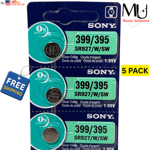 5 X PC SONY SR927SW 399 395 1.55V Coin Battery for Watch Exp Date 12-2030+ - Picture 3 of 4