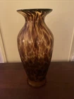 Vintage Murano Style Hand Blown Art Glass Vase With A Tortoiseshell Pattern