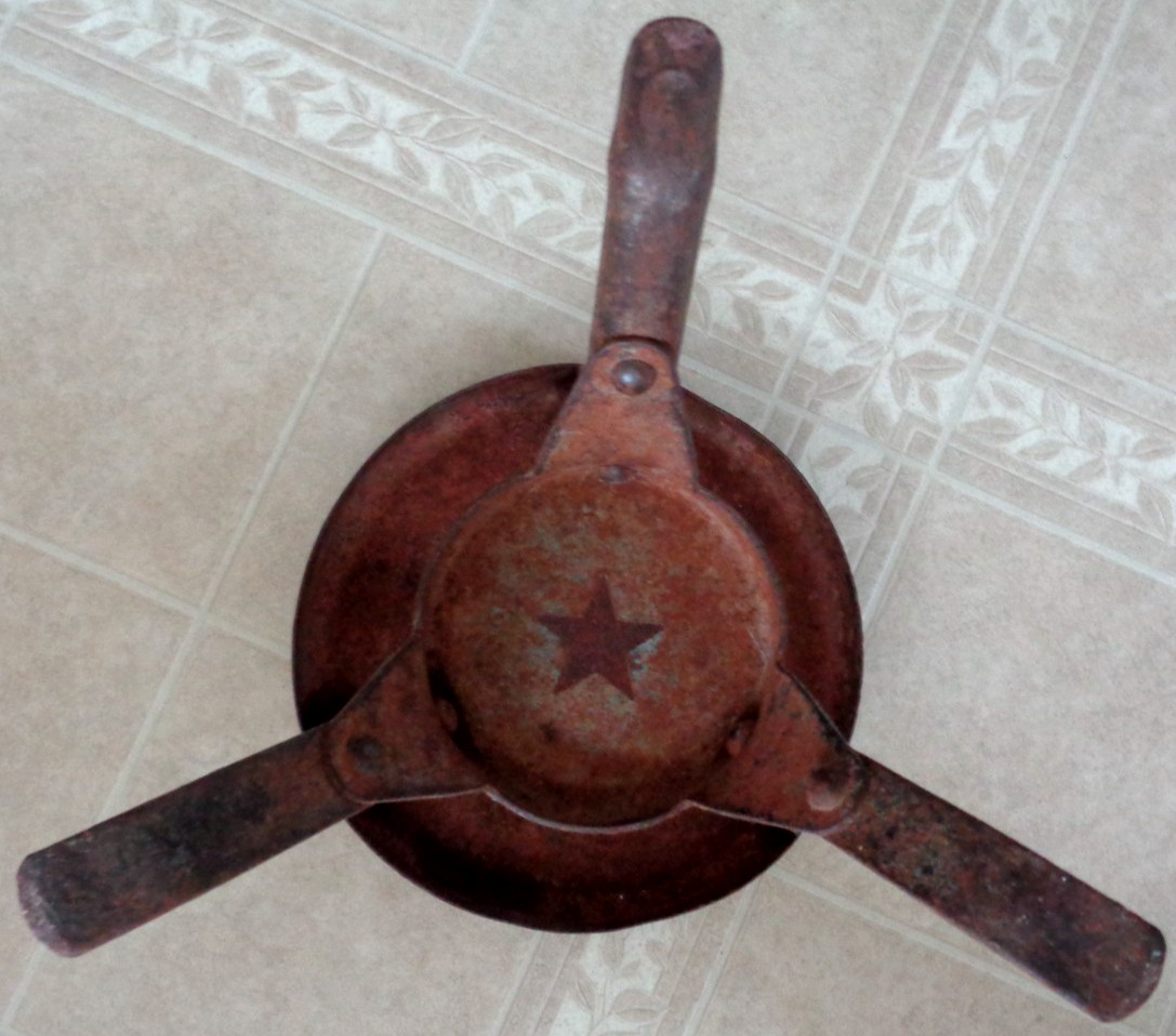 Antique Farm 12” Rustic Metal 3-Legged Cow Milking Stool Sturdy Rust Patina