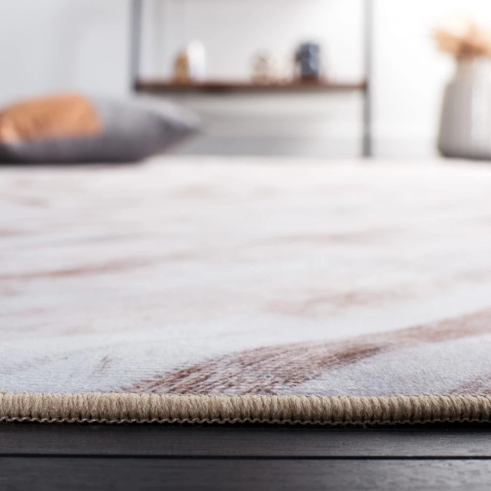 Alfombra Lavable Colección Piel Sintética - 8' x 10', Beige y Marrón, Antideslizante,... Foto 4 de 4