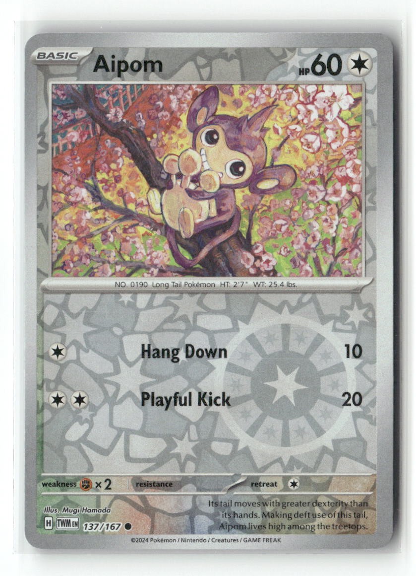 Aipom 137/167 Common Twilight Masquerade Pokemon Reverse Holo Near Mint