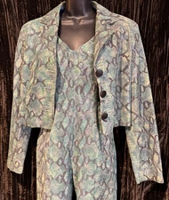 North Beach Leather Michael Hoban Snake Skin Halter Jumpsuit Cropped Jacket Sz 8