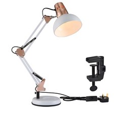 White Architect Swing Arm Desk Lamp.  Angle Lamp Table Lamp Bedside Light.