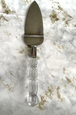 Pie Cake Server Clear  Lucite Handle Stainless Steel Serrated one side  11" L