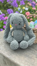 Handmade Crochet Easter Bunny Baby Shower Gift in Light Gray Made in USA