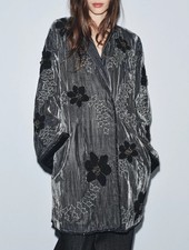 ZARA ZW Collection Limited Edition Embroidered Velvet Kimono Jacket Size M