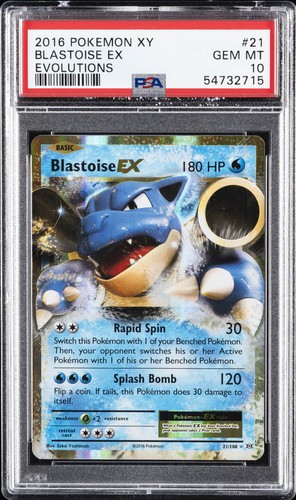 2016 POKEMON XY EVOLUTIONS #21 BLASTOISE EX PSA 10