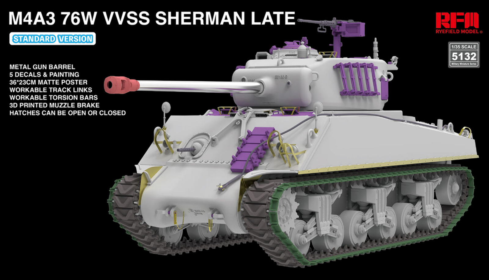 Rye Field Model 5132 1/35 M4A3 Sherman 76W VVSS LateStandard Version