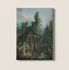 The Bathing Pool Canvas/Poster Wall Art - Vintage French Painting Print