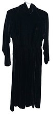 Vintage Brooks Brothers Womens Mock Neck Velvet Maxi Dress Sz 10 Black Gothic