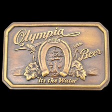 Olympia Beer Vintage Belt Buckle by Bergamot Brass Works ca. 1970s