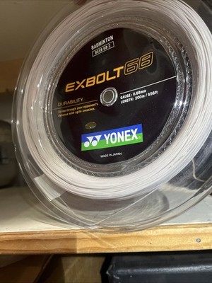 New Yonex EXBOLT 68 White Badminton String Reels. Full 200m Reel