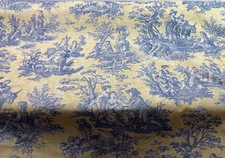 French Country Life Vintage Yellow & Blue French Toile Waverly Fabric BTY