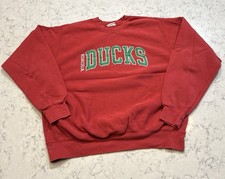 Vintage Wisconsin Ducks Red Crewneck Sweatshirt XL Pro-Weave USA Made