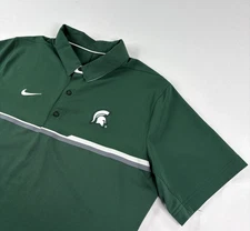 Michigan State Spartans Shirt Men Large Green Nike Dri Fit Polo Performance NCAA