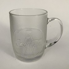Vintage Coca-Cola Frosted Glass Coffee Mug Tea Soda Cup Logo Bottles Design