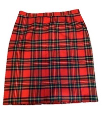 Vtg Y2K The Scottish House Red Tartan Plaid Skirt 100 New Wool Lining Polyester