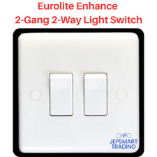EUROLITE Enhance 10A 2-Gang 2-Way Light Switch White Moulded PL3022 #304