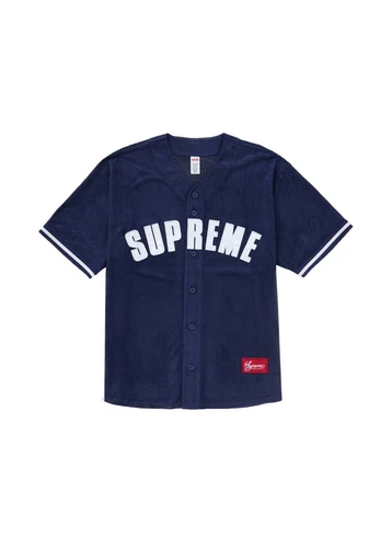 Maillot de baseball Supreme Ultrasuede Mesh bleu marine (grand) NEUF 100 % AUTHENTIQUE !!