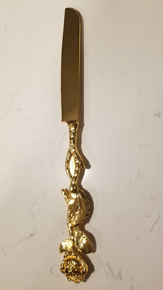 Juego de cuchillos y servidores dorados para pasteles de boda vintage y clásicos (caja abierta) Foto 4 de 4