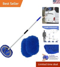 62" Microfiber Car Wash Brush with Long Handle Car Washing Mop Kit Mitt Spong...