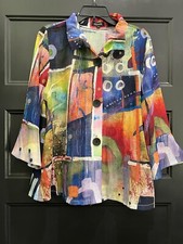 Damee Large Art To Wear Wired Collar 3/4 Sleeve Jacket W/pockets