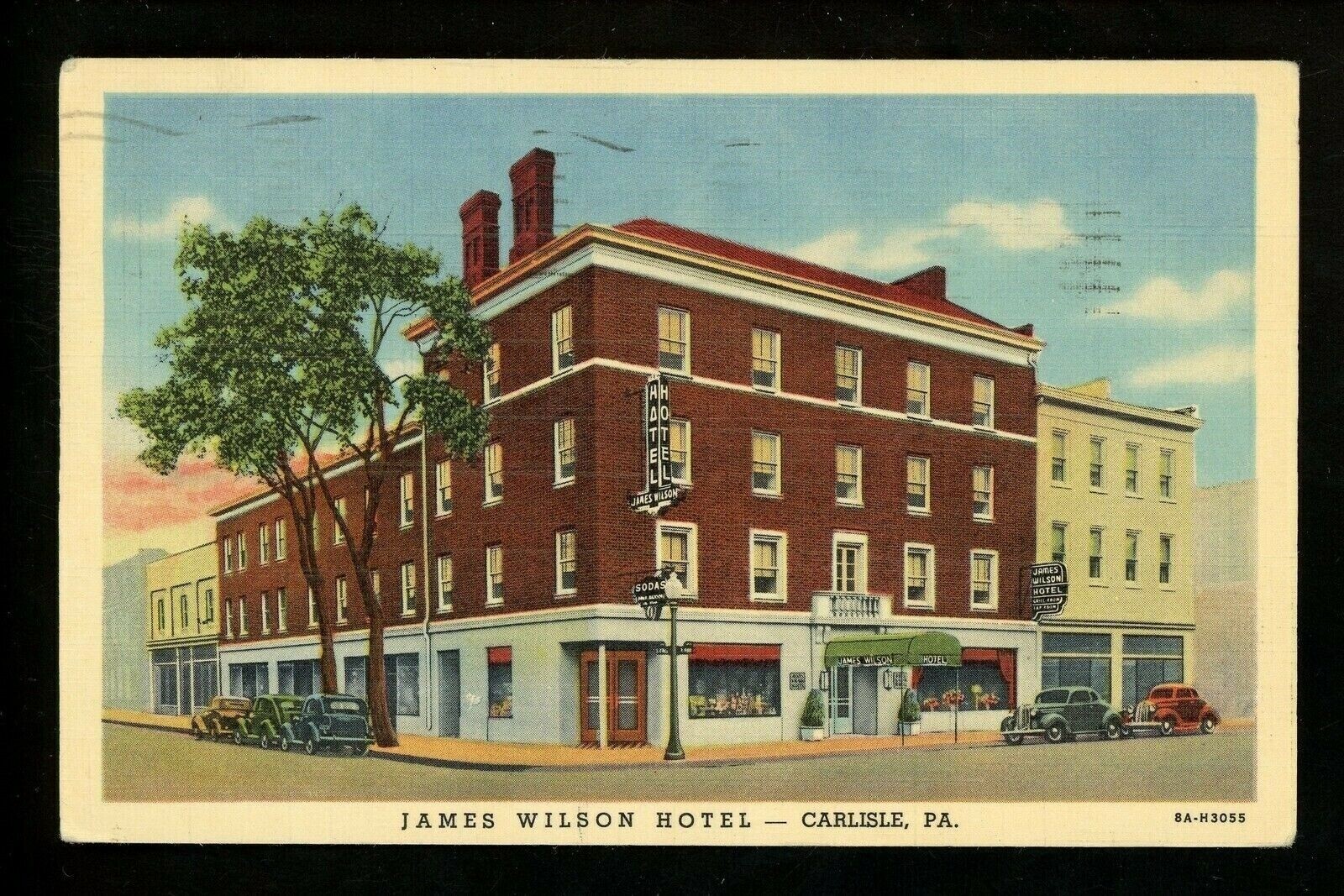 Pennsylvania PA postcard Carlisle, James Wilson Hotel linen Curt Teich