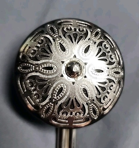 Black Ceramic & Chrome Double Knob Wall Hook w/ Filigree Medallion 5"x 4.5" - Picture 2 of 5
