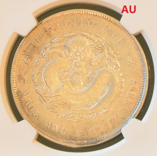 (1909-11) CHINA S$1 HUPEH L&M-187 Silver Dollar Coin NGC AU Details - Foto 1 di 4
