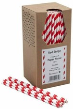 Paper Straws Red & White 250 x 8" Eco Friendly Biodegradable Compostable 6mm